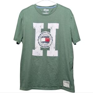Tommy Hilfiger Retro Olive Green Logo Short Sleeve Tee Men's Large 90s 00s EUC